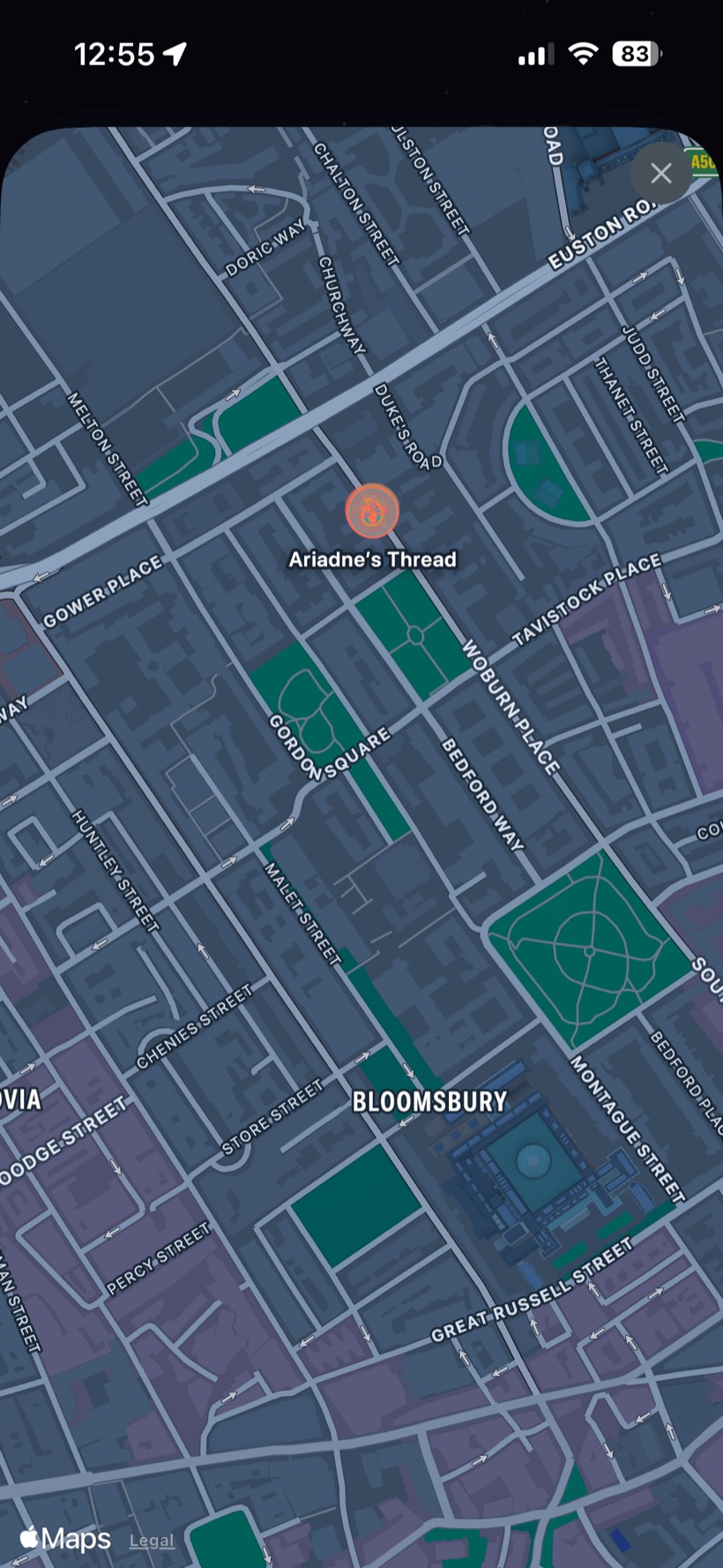 Map of your session locations